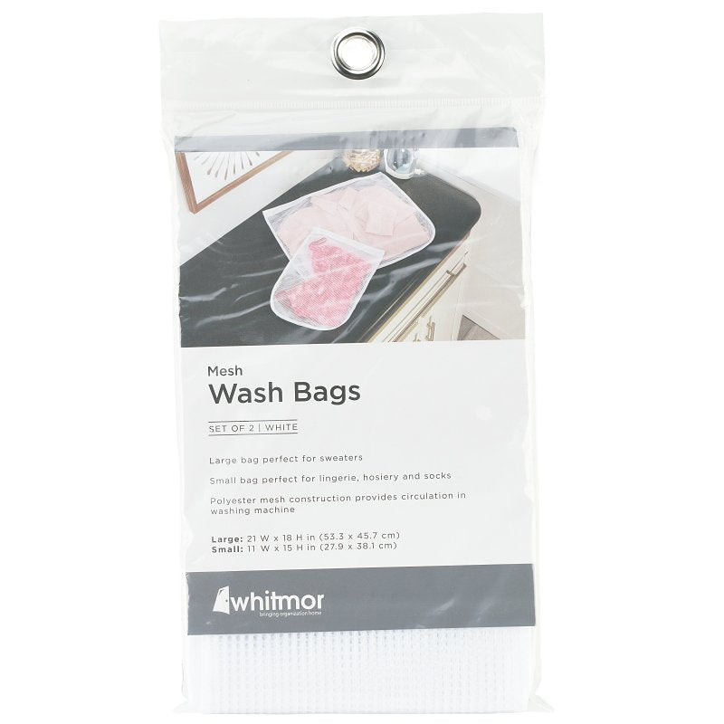 Whitmor 6154-140 Wash Bag, Nylon Bag, White, 6 in W, 10 in H, 1/2 in D