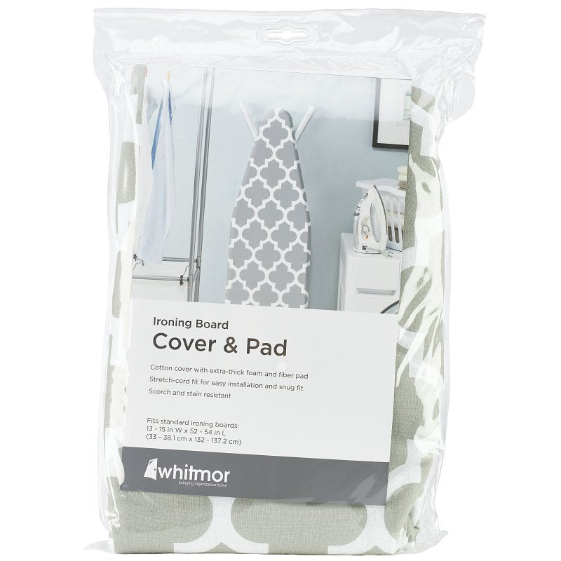 Whitmor 5588-11483 Reversible Ironing Board Cover and Pad, 54 in L, 15 in W, Cotton/Foam, Medallion