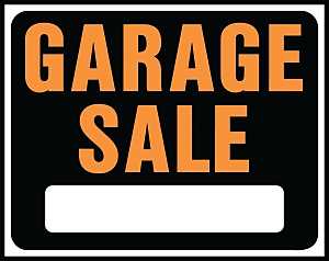 Hy-Ko Hy-Glo Series SP-110 Medium Size Identification Sign, GARAGE SALE, Fluorescent Orange Legend, Black Background, Pack of 5