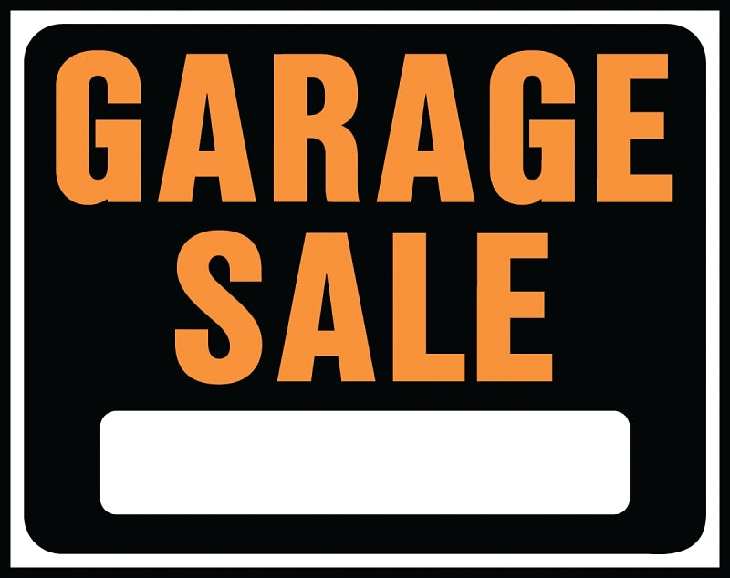 Hy-Ko Hy-Glo Series SP-110 Medium Size Identification Sign, GARAGE SALE, Fluorescent Orange Legend, Black Background, Pack of 5