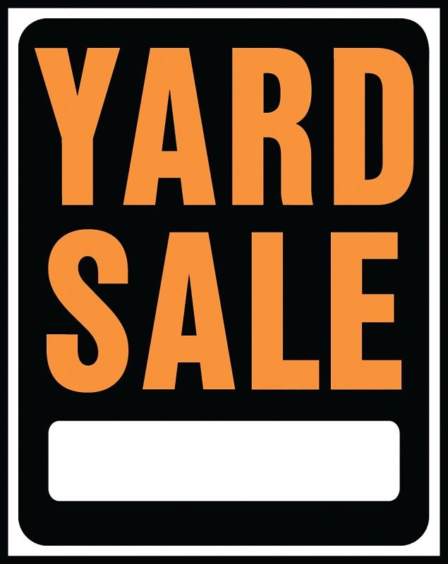 Hy-Ko Hy-Glo Series SP-111 Medium Size Identification Sign, YARD SALE, Fluorescent Orange Legend, Black Background, Pack of 5