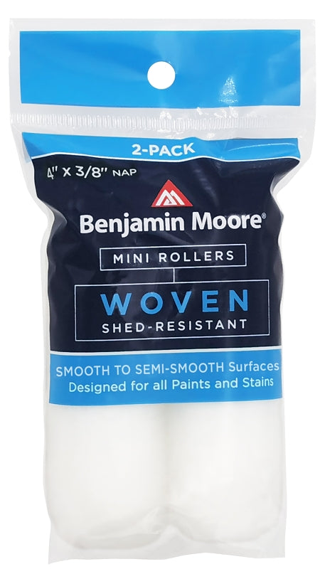 Benjamin Moore U66301-018 Woven Mini Roller Cover, White, 3/8 in Thick Nap, 4 in L, 2/PK