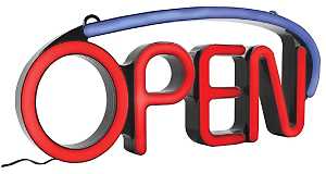 Hy-Ko LED-OP1 LED Sign, OPEN, Plastic, 23-5/8 in H x 14-3/4 in W Dimensions
