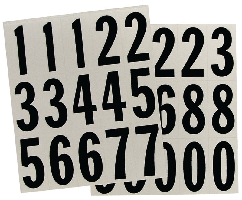 Hy-Ko MM-22N Packaged Number Set, 2 in H Character, Black Character, White Background, Vinyl, Pack of 10