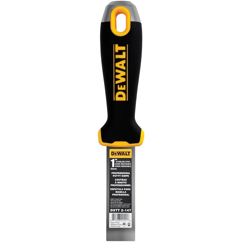 DEWALT DXTT-2-147 Putty Knife, 1 in W Blade, Stainless Steel Blade, Precision Ground Blade, Ergonomic, Soft Grip Handle