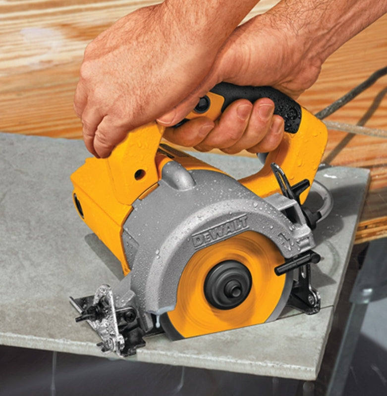 DEWALT DWC860W Tile Saw, 4-3/8 in Blade, 1-3/8 in at 90 deg, 3-1/8 in Max D Cutting