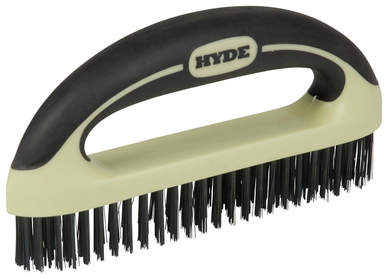 Hyde 46837 Wire Brush, 1-1/4 in W Brush, HCS Bristle, Soft Grip Handle