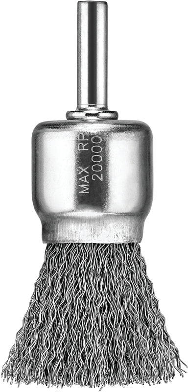 DEWALT HP DW4901 Wire End Brush, 1 in Dia, 1/4 in Arbor/Shank, Crimped Bristle, 0.014 in Dia Bristle
