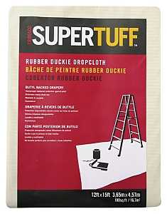 Trimaco 80203 Drop Cloth, 15 ft L, 12 ft W, 1/16 in Thick, Butyl/Drapery Fabric, Beige/Cream