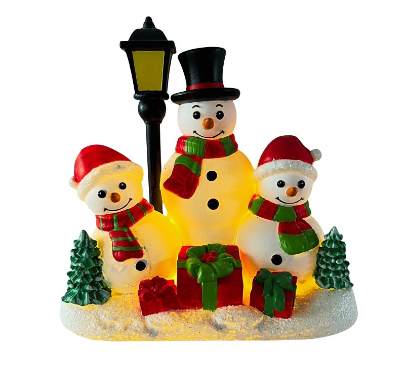 6IN POLYRESIN LIGHTED SNOWMAN, Pack of 8