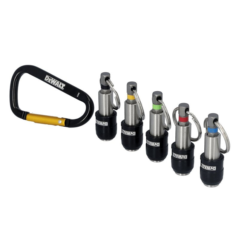 DEWALT DWAFHLDKC5 Keyring Bit Holder Set, 1/4 in Shank, Hex Shank, Metal