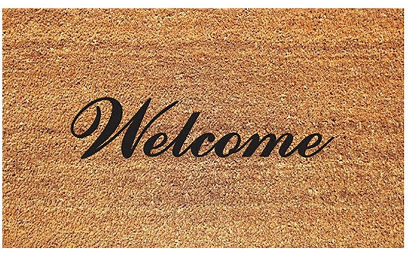 DeCoir 77FLFWL627 Non-Slip Doormat, 16 in L, 27 in W, Coir Surface, Black/Tan