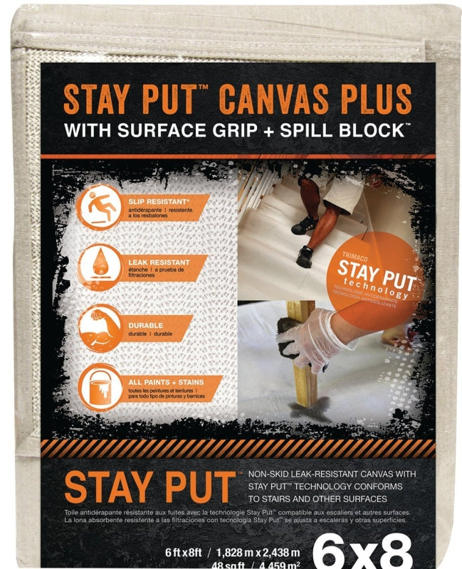 Trimaco 04329 Drop Cloth, 8 ft L, 6 ft W, Canvas