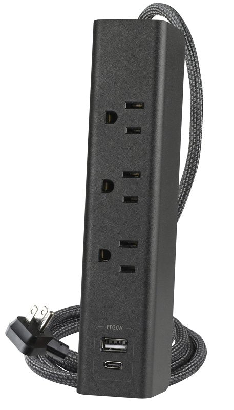 Powerzone ORPBSUFC414 Surge Strip, 6 ft L Cable, Black