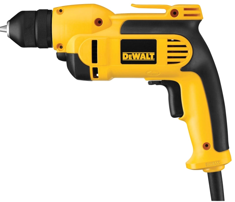 DEWALT VSR DWD112 Electric Drill, 8 A, 3/8 in Chuck, Keyless Chuck, Includes: (1) Soft Grip Handle and (1) Belt Hook