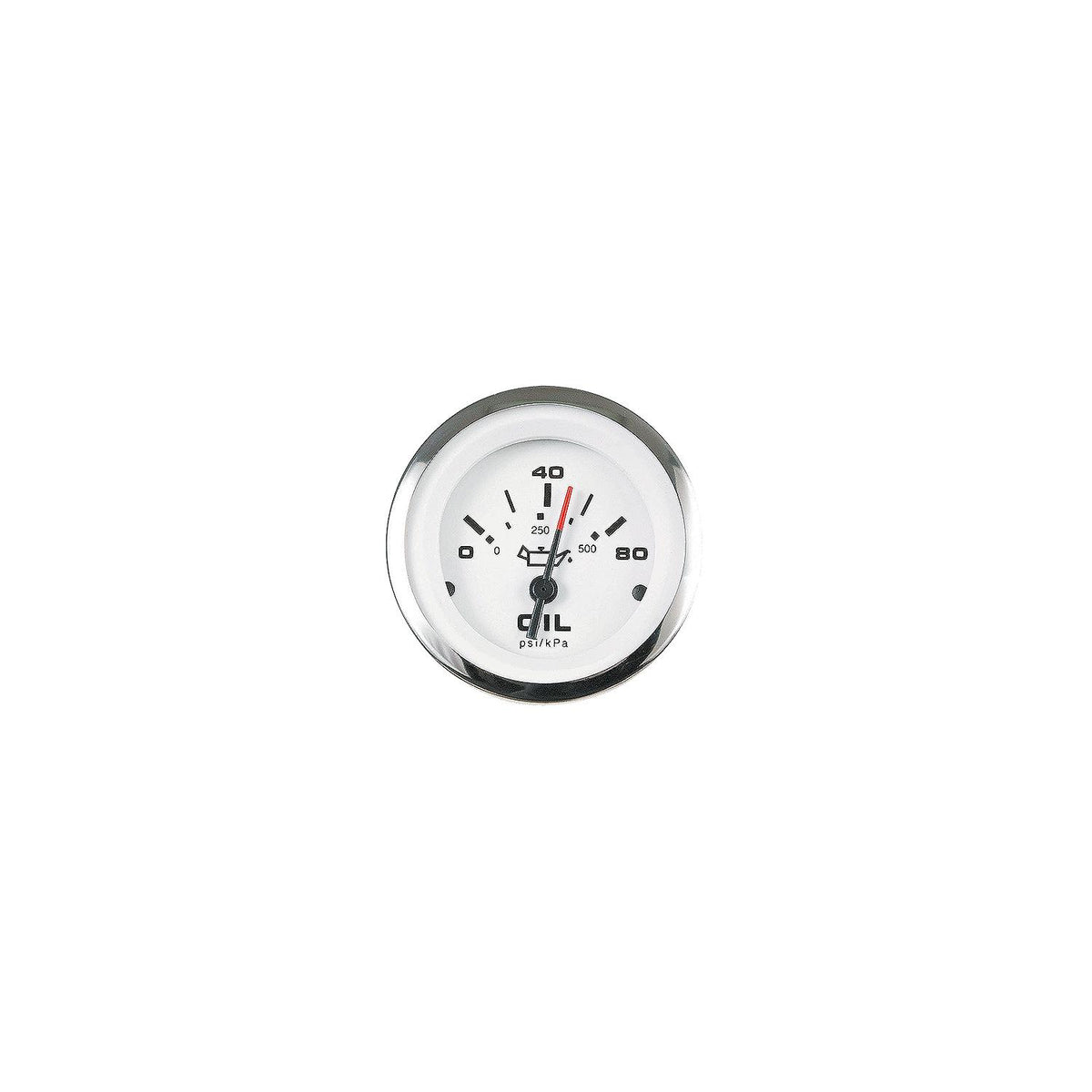 Sierra 65501P Lido Series 3″ White & Stainless Steel 0-80 PSI Dial Range Oil Pressure Gauge with IA 15001-Single/IA15003 Dual Station Sender Code
