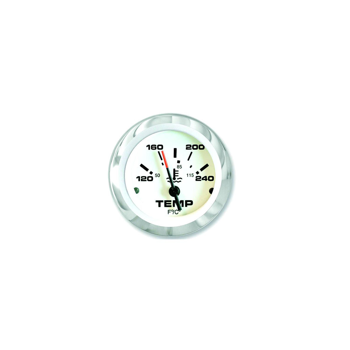Sierra 65509P Lido Series 2″ White & Stainless Steel 120-240 F Dial Range Water Temperature Gauge & Requires ″D″ Sender Code