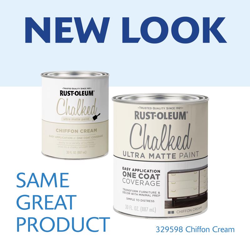 Rust-Oleum Chalked Ultra Matte Chiffon Cream Water-Based Chalk Paint 30 oz, Pack of 2