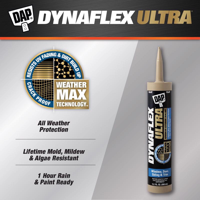 DAP Dynaflex Ultra Clay Advanced Latex Door/Siding/ Window Sealant 10.1 oz, Pack of 12