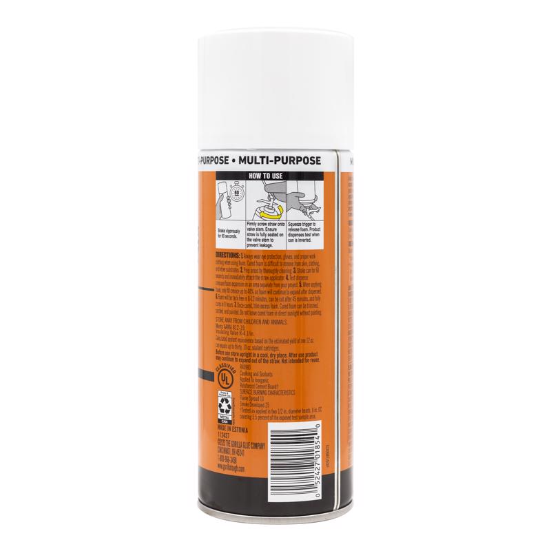 Gorilla Gray Foam Multipurpose Insulating Sealant 12 oz, Pack of 12