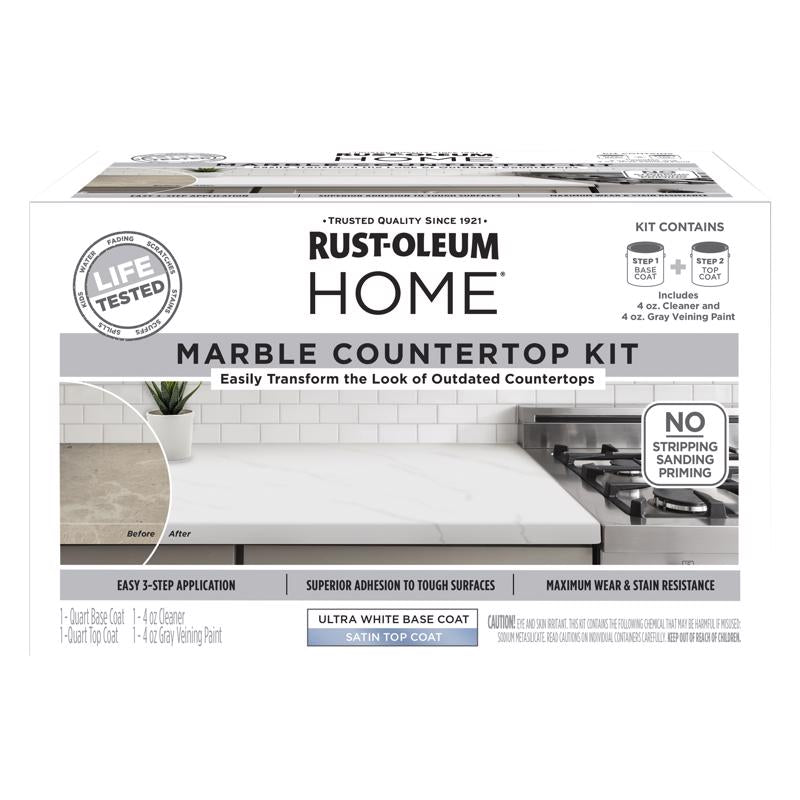 Rust-Oleum HOME Satin Ultra White Base Acrylic Countertop Paint Kit 1 qt, Pack of 2