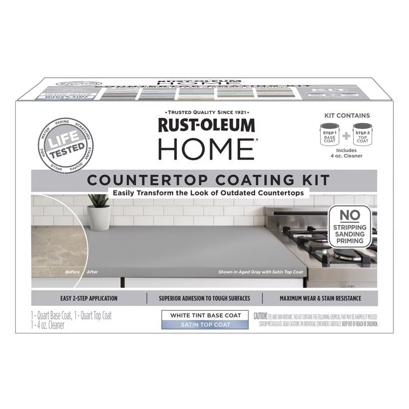 Rust-Oleum HOME Satin White Base Acrylic Countertop Paint Kit 1 qt, Pack of 2