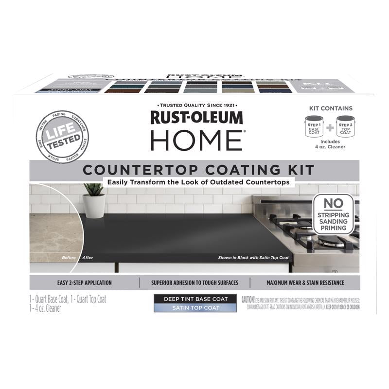 Rust-Oleum HOME Satin Deep Tint Base Acrylic Countertop Paint Kit 1 qt, Pack of 2