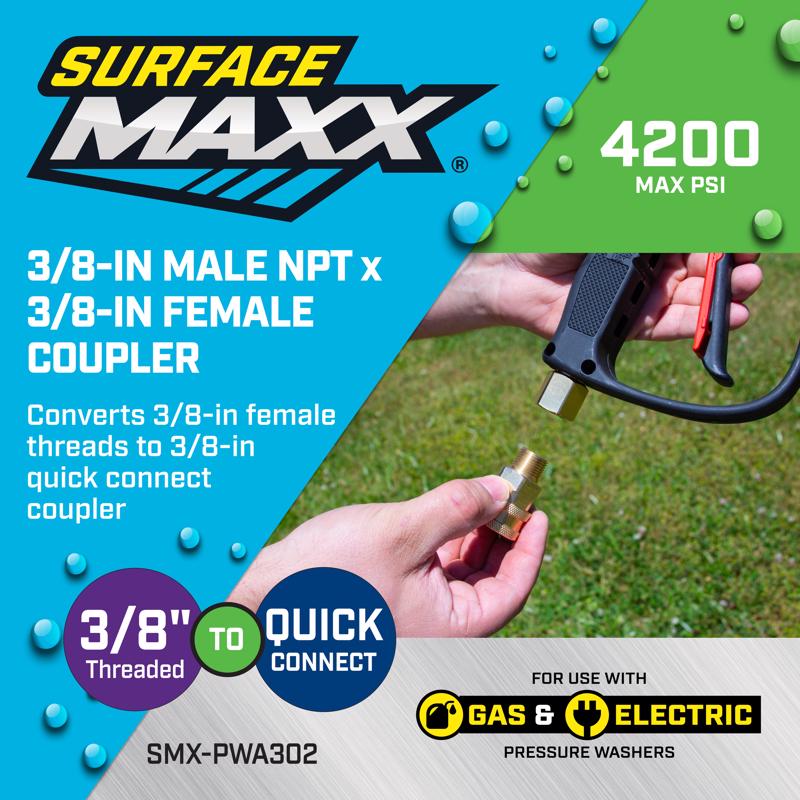 SurfaceMaxx 3/8-in Male NPT x 3/8-in Female Quick Connect Coupler 4200 psi