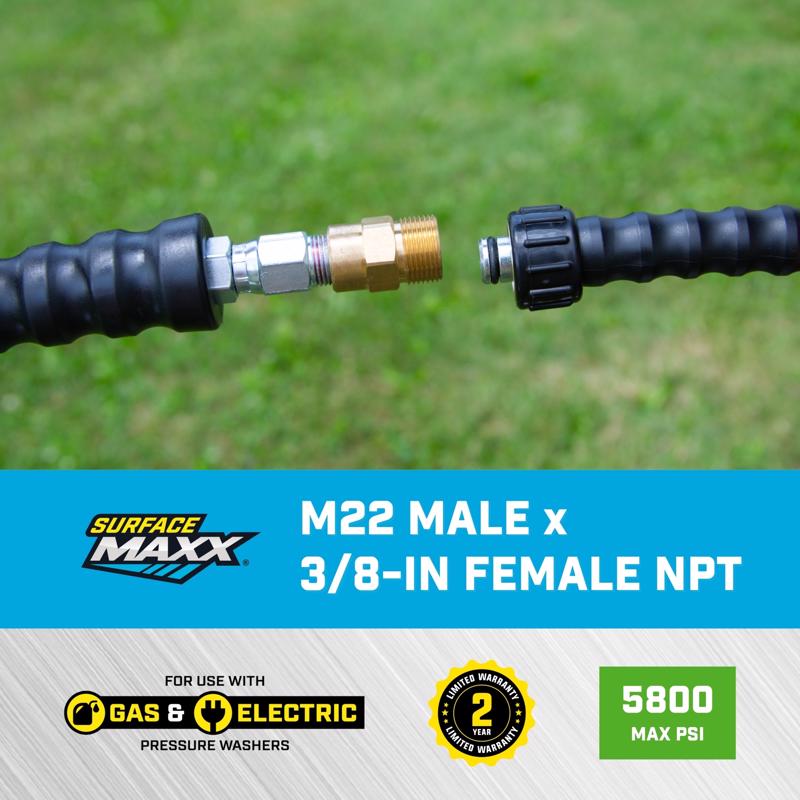 SurfaceMaxx M22 Male x 3/8-in Female NPT Screw Nipple 5800 psi