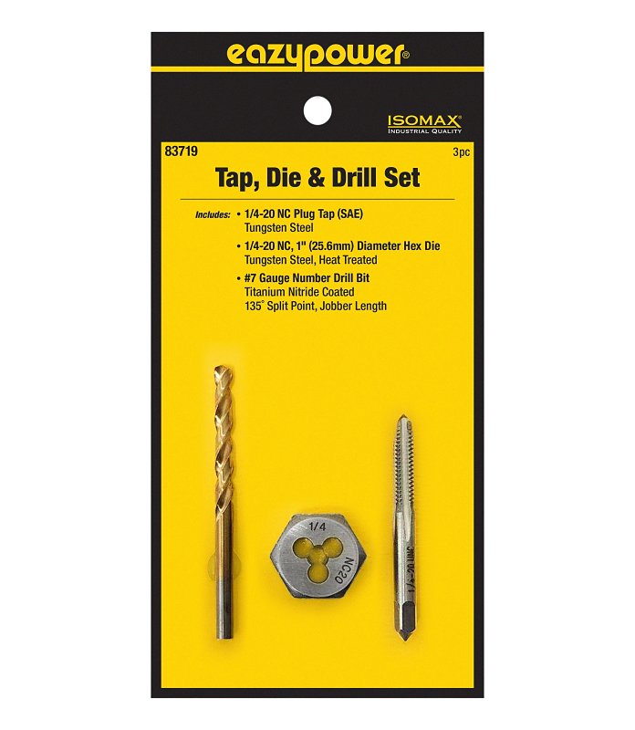 Eazypower 83719 Tap Die and Drill Set, 3-Piece, Tungsten Steel