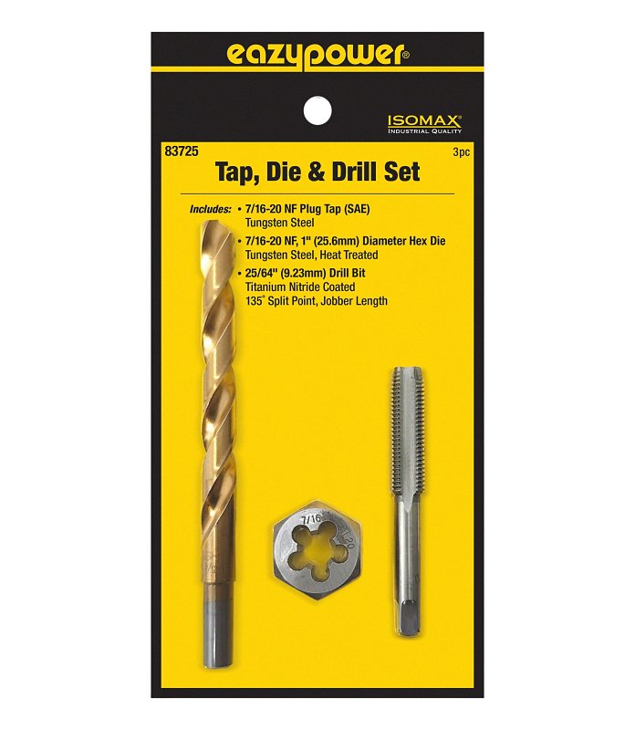 Eazypower 83725 Tap Die and Drill Set, 3-Piece, Tungsten Steel