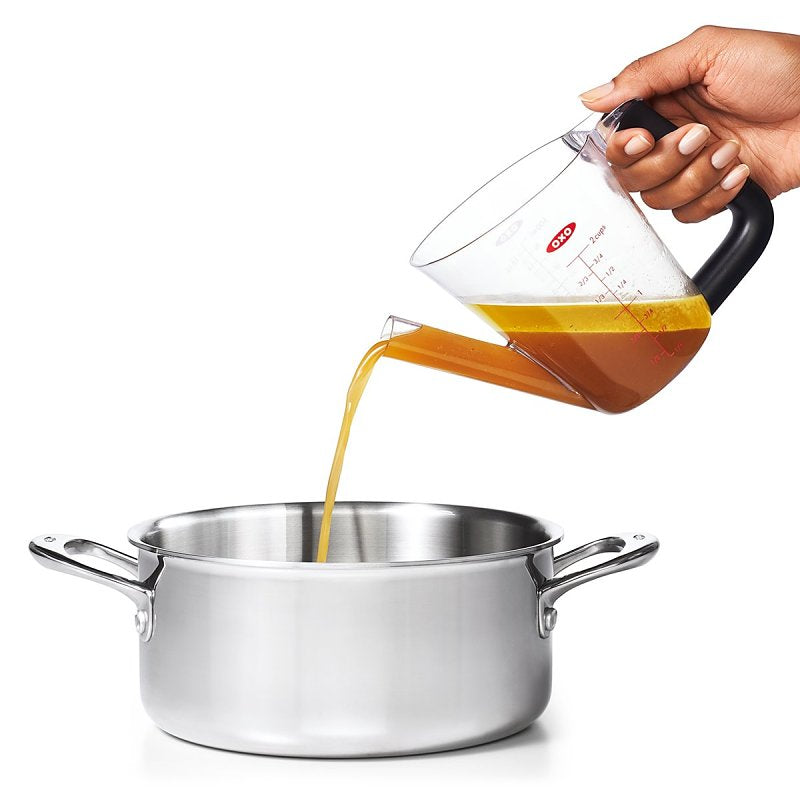 Good Grips 11273100 Fat Separator, 1 pt Capacity, 5.3 in L, 3 in W, 9 in H, Plastic/Silicone, Clear