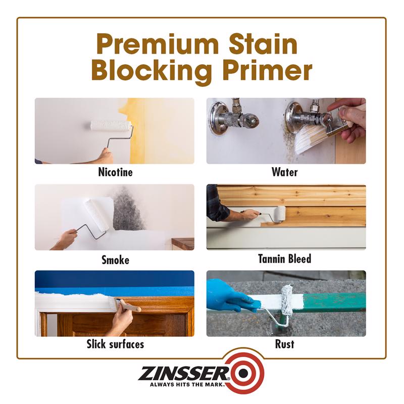 Zinsser Cover Stain White Oil-Based Alkyd Primer and Sealer 1 gal, Pack of 4