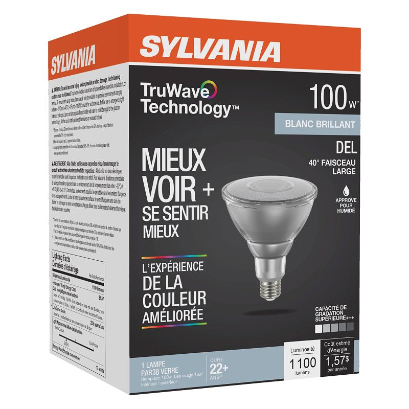 Sylvania Natural Series 41157 LED Bulb, PAR38 Lamp, 120 W Equivalent, E26 Medium Lamp Base, Yes, Clear