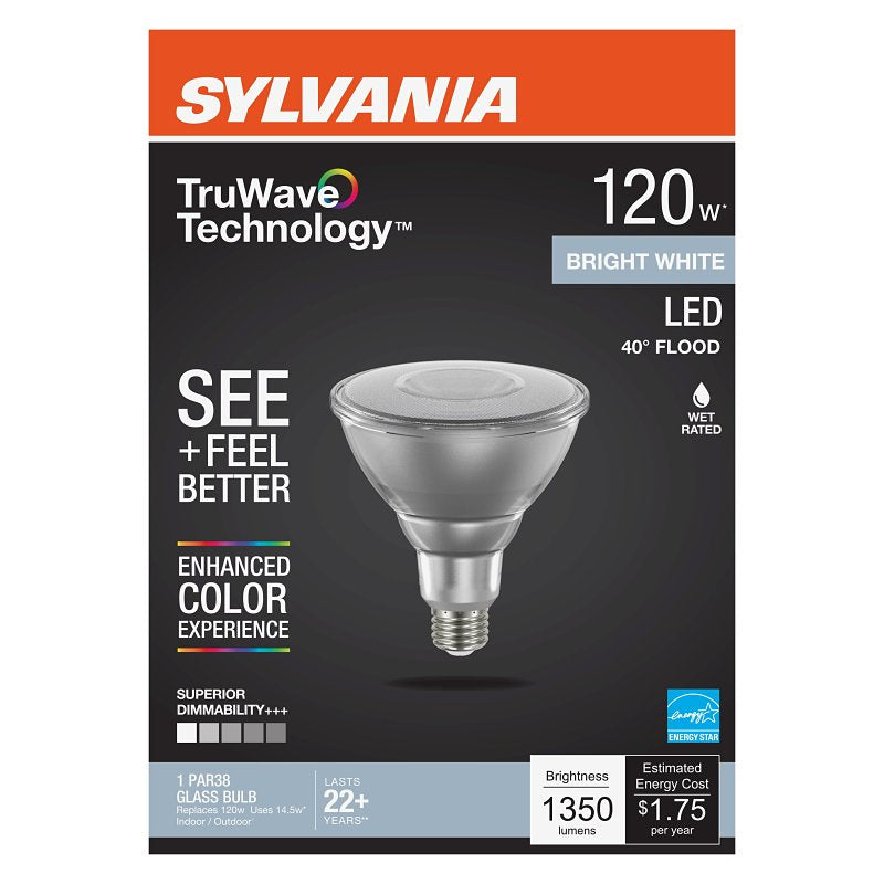 Sylvania Natural Series 41868 LED Bulb, PAR38 Lamp, 120 W Equivalent, E26 Medium Lamp Base, Yes, Clear