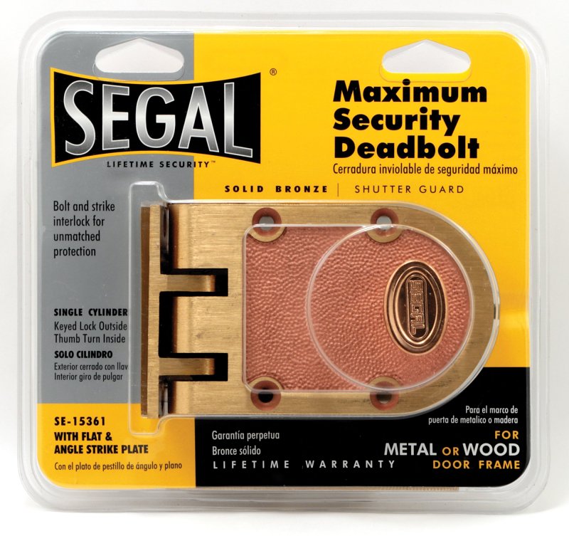 Prime-Line SE 15361 Rim Deadbolt, Bronze, Brushed Brass, Segal Keyway, 1-3/8 to 2-3/8 in Thick Door