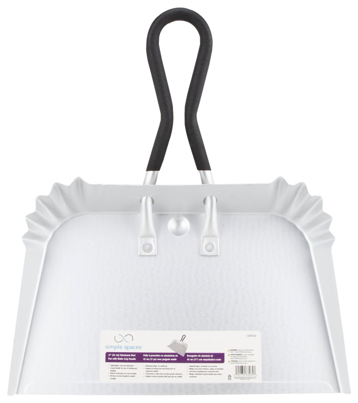 Simple Spaces DL-5010 Dustpan, 17-3/4 in L, 17 in W, Aluminum, Silver, Anodizing