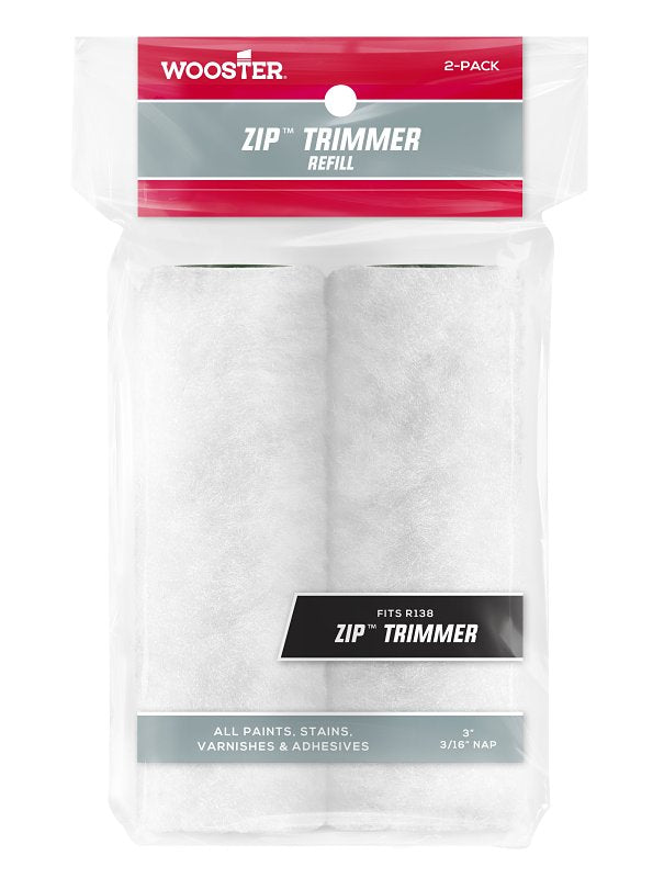 Wooster R148-3 Mini Trim Roller Refill, 3/16 in Thick Nap, 3 in L, Fabric Cover