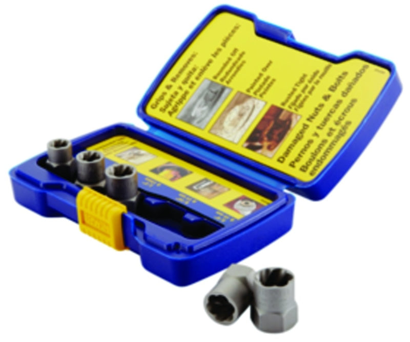 Irwin Hanson Bolt-Grip 394001 Bolt Extractor Set, 5-Piece, HCS, Specifications: Reverse Spiral Flute