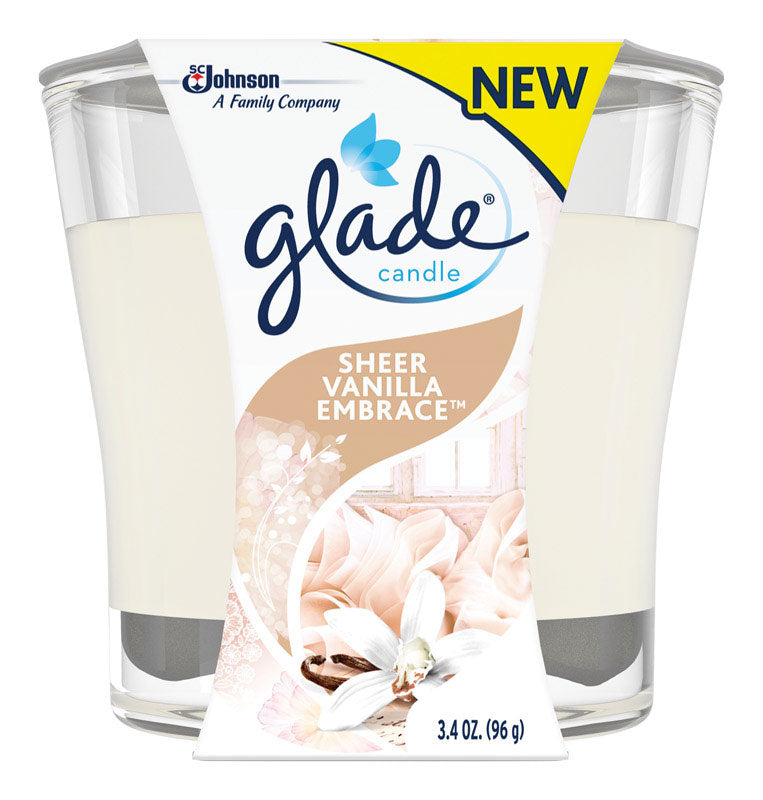 Glade Cream Pure Vanilla Joy Scent Jar Air Freshener Candle 3.4 oz, Pack of 6