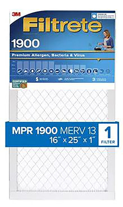 Filtrete UA01-4 Air Filter, 25 in L, 16 in W, 13 MERV, 1900 MPR, Polypropylene Frame, Pack of 4