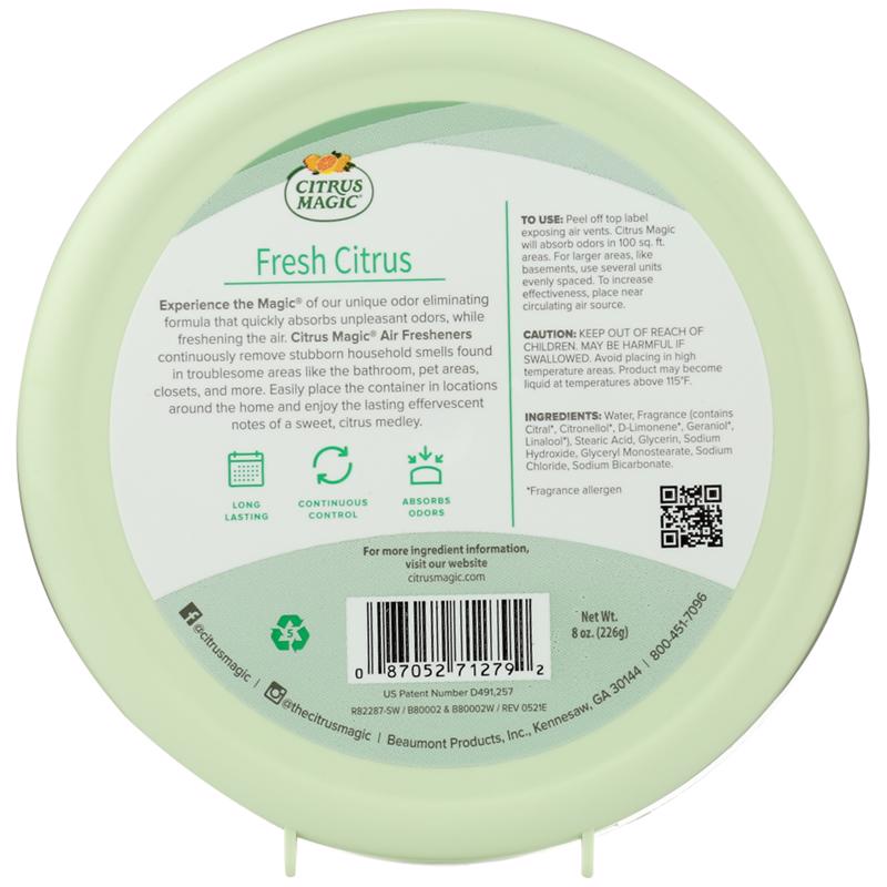 Citrus Magic Fresh Citrus Scent Air Freshener 8 oz Solid, Pack of 6