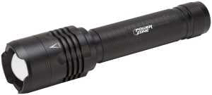 PowerZone 12139 Tactical Flashlight, AA Battery, LED Lamp, 2000 Lumens, 180 m Beam Distance, 8 hr Run Time, Black
