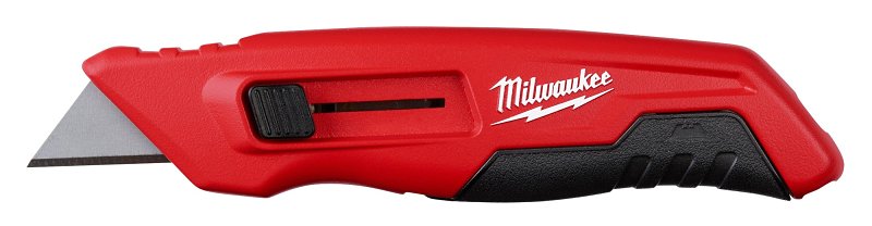 Milwaukee 48-22-1510 Utility Knife, 1 in L Blade, Metal Blade, Straight Handle, Black/Red Handle