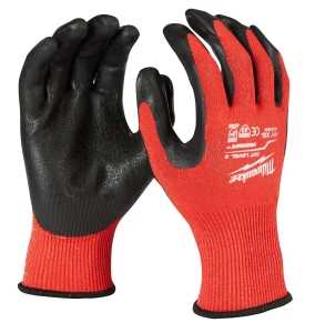 Milwaukee 48-22-8931 Work Gloves, Unise, M, 7.2 to 7.5 in L, Elastic Knit Cuff, Nitrile, Red