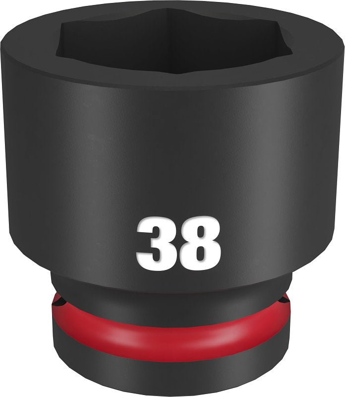 Milwaukee SHOCKWAVE Impact Duty 49-66-6376 Impact Socket, 38 mm Socket, Standard D Socket, 90 mm OAL, 3/4 in Drive, 1/PK