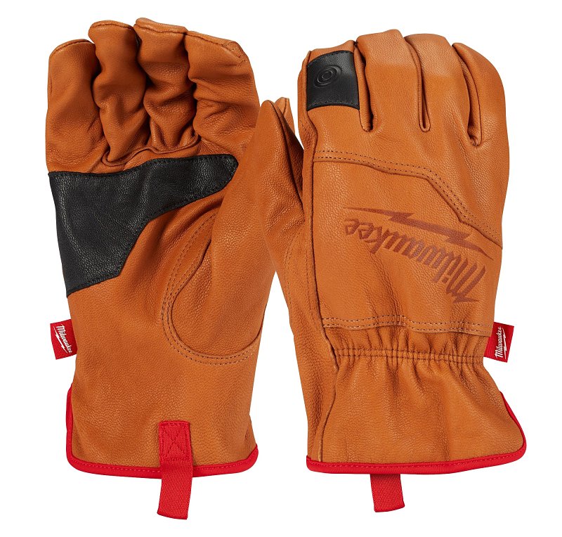 Milwaukee 48-73-0011 Gloves, Unise, M, 11.3 in L, Keystone Thumb, Elastic Knit Cuff, Goatskin Leather, Black/Brown/Red