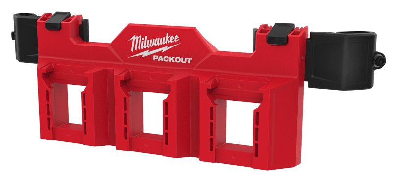 Milwaukee PACKOUT 48-22-8603 Tool Box Battery Rack Attachment, 3 M18 Batteries, 3-Compartment, ABS/Polycarbonate