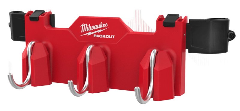 Milwaukee PACKOUT 48-22-8606 Tool Box 3-Hook Attachment, 30 lb, 3-Compartment, ABS/Polycarbonate, Black/Red