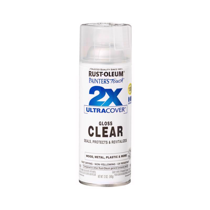 Rust-Oleum Painter's Touch 2X Ultra Cover Gloss Clear Paint+Primer Spray Paint 12 oz, Pack of 6